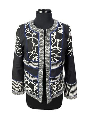 Chico’s Artisan Jacquard Print Open Front Jacket Size 0 / Women’s Size Small EUC